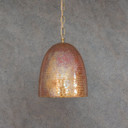 Solid Copper Tall Capsule Pendant – Hand-Hammered Slim Moroccan Cylinder Light