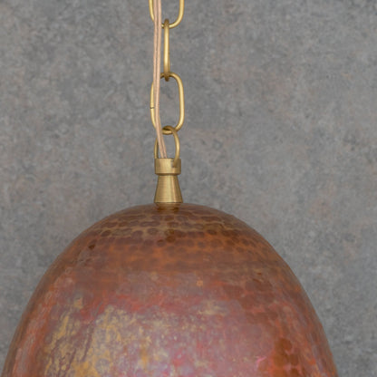 Solid Copper Tall Capsule Pendant – Hand-Hammered Slim Moroccan Cylinder Light