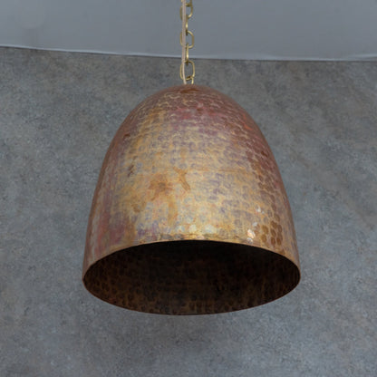 Solid Copper Tall Capsule Pendant – Hand-Hammered Slim Moroccan Cylinder Light