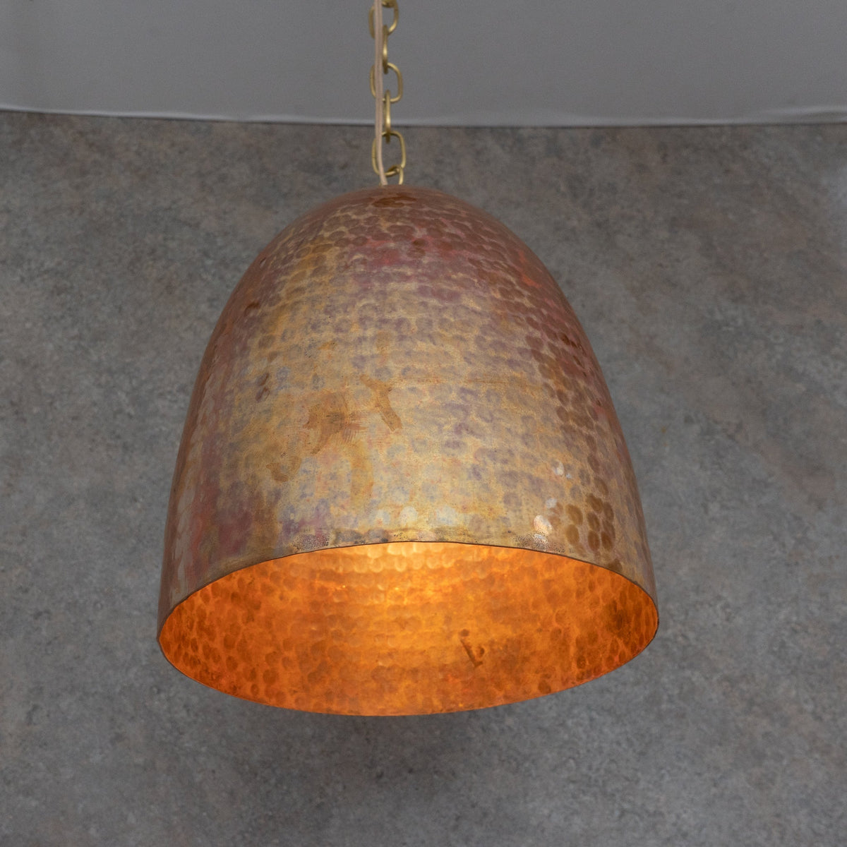 Solid Copper Tall Capsule Pendant – Hand-Hammered Slim Moroccan Cylinder Light