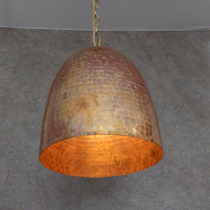 Solid Copper Tall Capsule Pendant – Hand-Hammered Slim Moroccan Cylinder Light