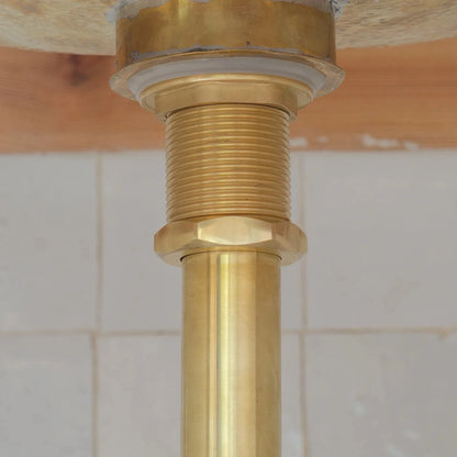Solid Unlacquered Brass P-trap and Sink Stopper, Push Up Button, Pop Up Drain, Brass Water Trap