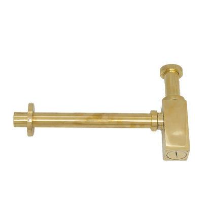 Solid Unlacquered Brass P-trap and Sink Stopper, Push Up Button, Pop Up Drain, Brass Water Trap