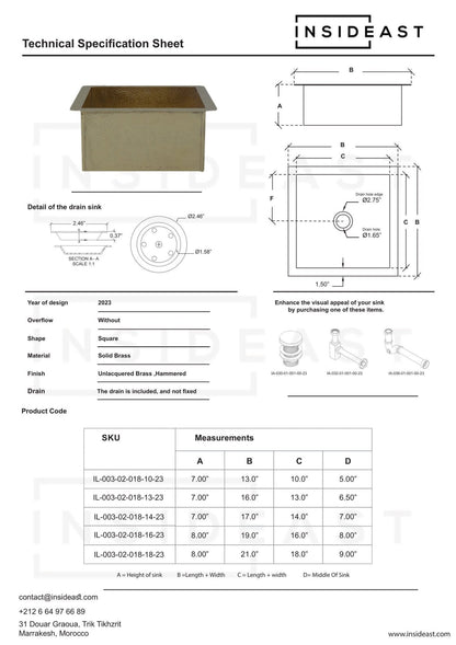 Handcrafted Hammered Undermount Sink  | Bar, Island & Outdoor
