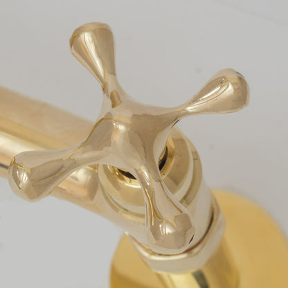 Traditional 8″ Brass Bridge Kitchen Faucet with Square Spout | Two Handles