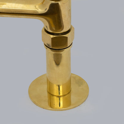 Traditional 8″ Brass Bridge Kitchen Faucet with Square Spout | Two Handles