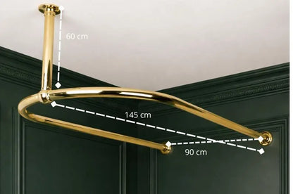 Brass U-Shaped Shower Curtain Rod, 30 mm Solid Brass