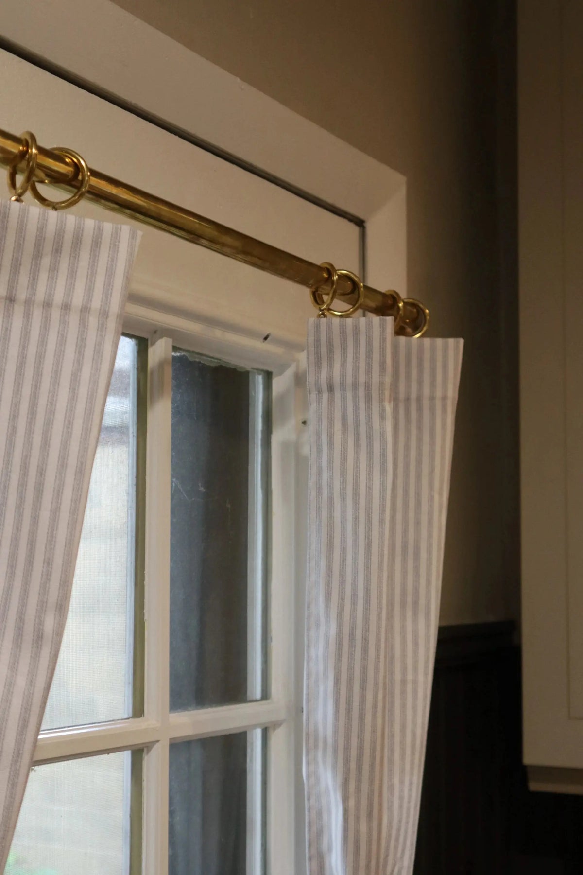 Unlacquered Brass Cafe Curtain Rod With Solid Brass Rings