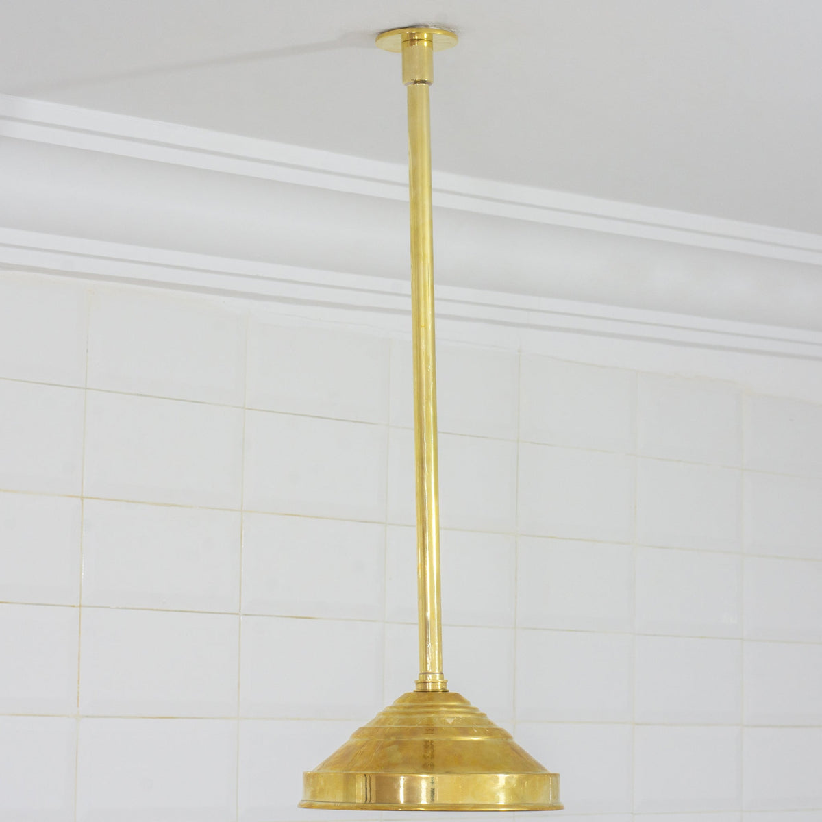 Unlacquered Brass 2-Outlet Shower, Ceiling Shower System, Overhead Shower With Handheld, Ceiling Mount Showerhead And Hand Shower