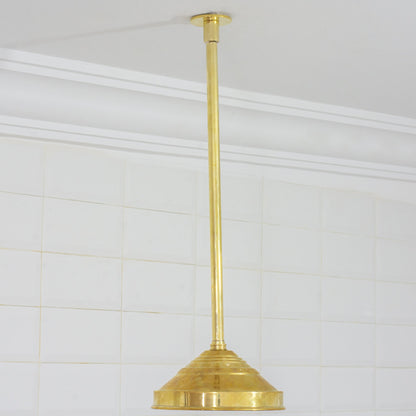 Unlacquered Brass 2-Outlet Shower, Ceiling Shower System, Overhead Shower With Handheld, Ceiling Mount Showerhead And Hand Shower