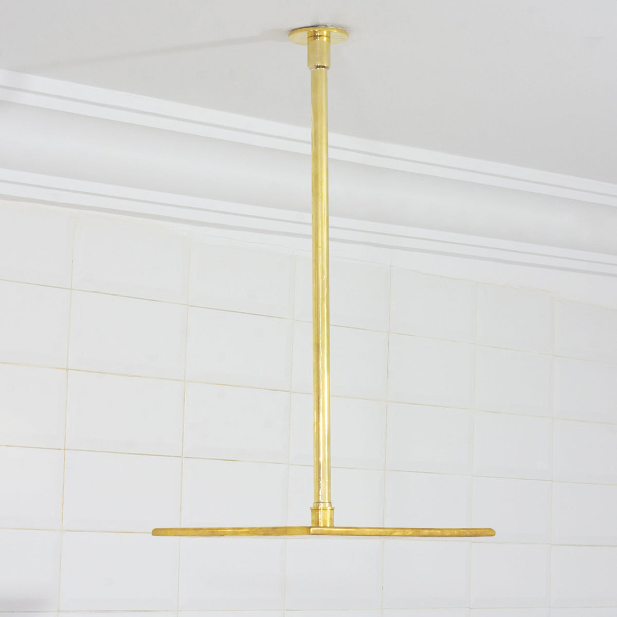 Unlacquered Brass 2-Outlet Shower, Ceiling Shower System, Overhead Shower With Handheld, Ceiling Mount Showerhead And Hand Shower