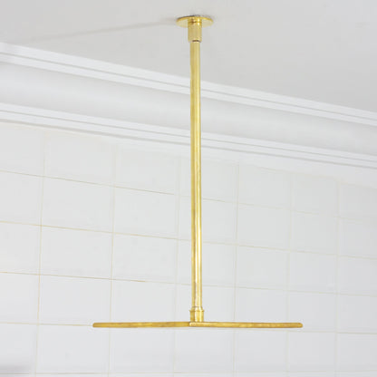 Unlacquered Brass 2-Outlet Shower, Ceiling Shower System, Overhead Shower With Handheld, Ceiling Mount Showerhead And Hand Shower