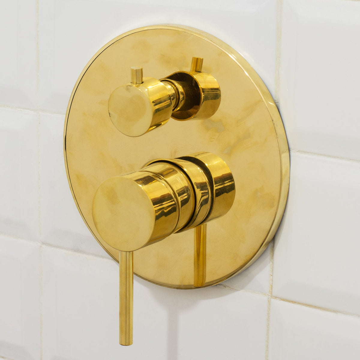 Unlacquered Brass 2-Outlet Shower, Ceiling Shower System, Overhead Shower With Handheld, Ceiling Mount Showerhead And Hand Shower