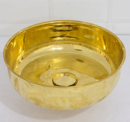 Unlacquered Brass Bathroom Round Vessel Sink | Countertop Basin