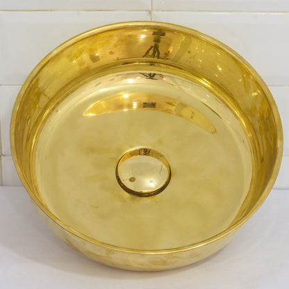 Unlacquered Brass Bathroom Round Vessel Sink | Countertop Basin
