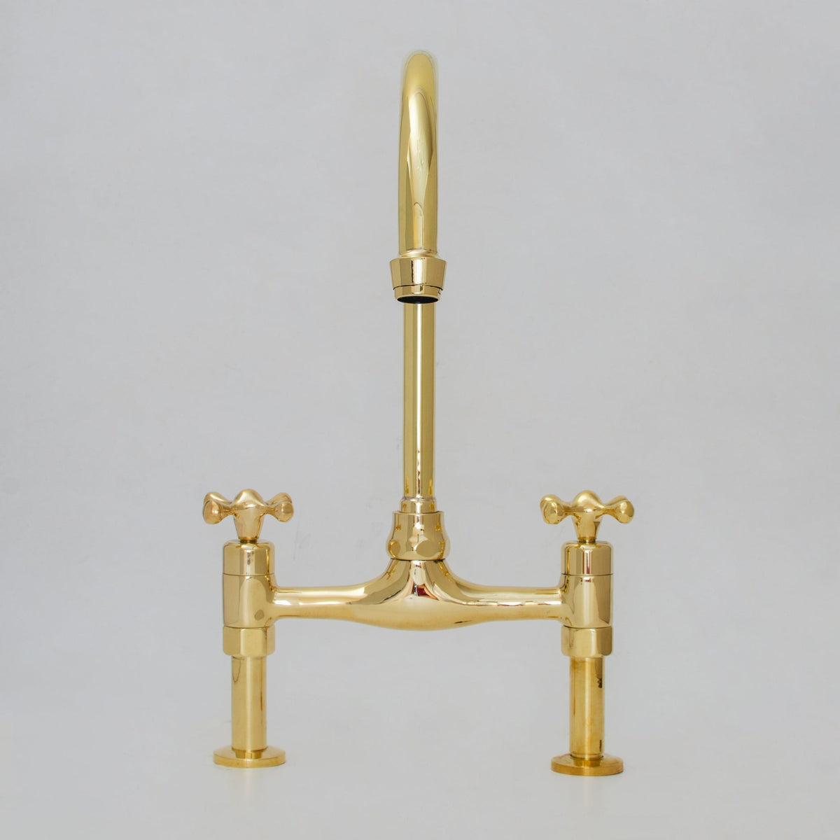 Unlacquered Brass Bridge Faucet 8" Widespread Kitchen Faucet