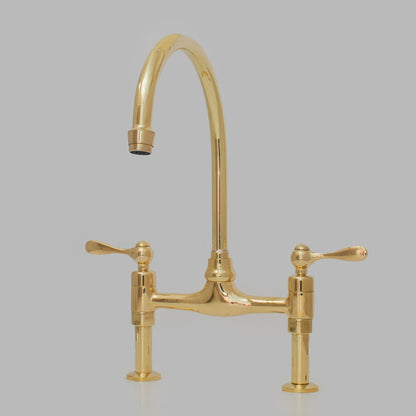 Unlacquered Brass Bridge Faucet 8" Widespread Kitchen Faucet