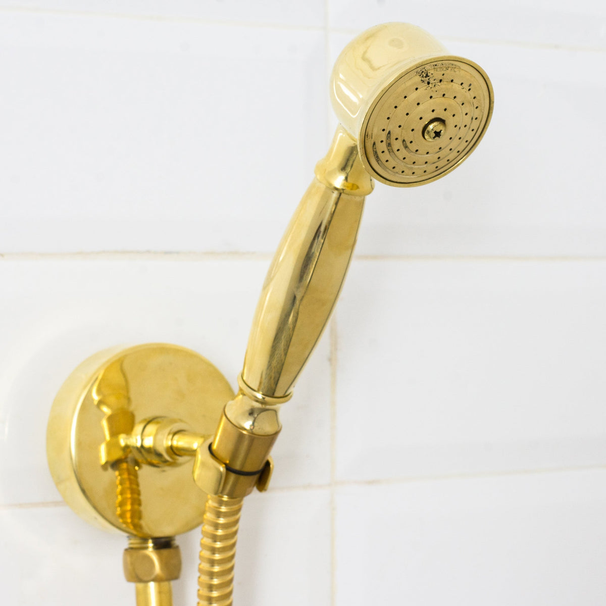 Unlacquered Brass Concealed Shower – Gooseneck Rainfall Arm with Handheld, 2-Outlet Shower System
