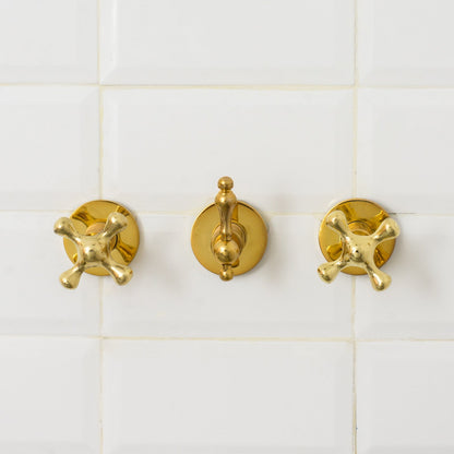 Unlacquered Brass Concealed Shower – Gooseneck Rainfall Arm with Handheld, 2-Outlet Shower System
