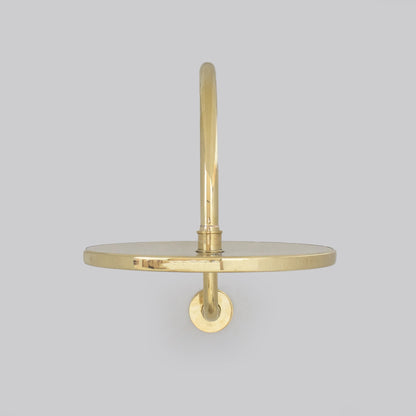 Unlacquered Brass Gooseneck Shower Arm With Rainfall Showerhead, Solid Brass Wall Mounted Shower Arm