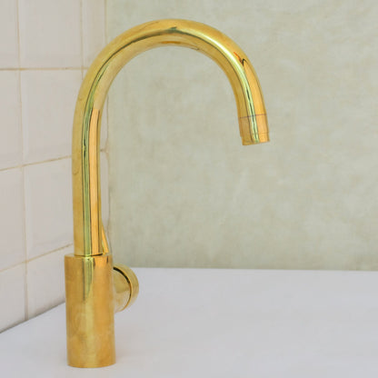 Unlacquered Brass Mixer Faucet, Single Hole Faucet Lever Handle Tap, Compact Faucet For Bathroom, Brass Short Faucet