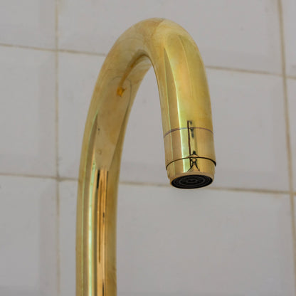 Unlacquered Brass Mixer Faucet, Single Hole Faucet Lever Handle Tap, Compact Faucet For Bathroom, Brass Short Faucet