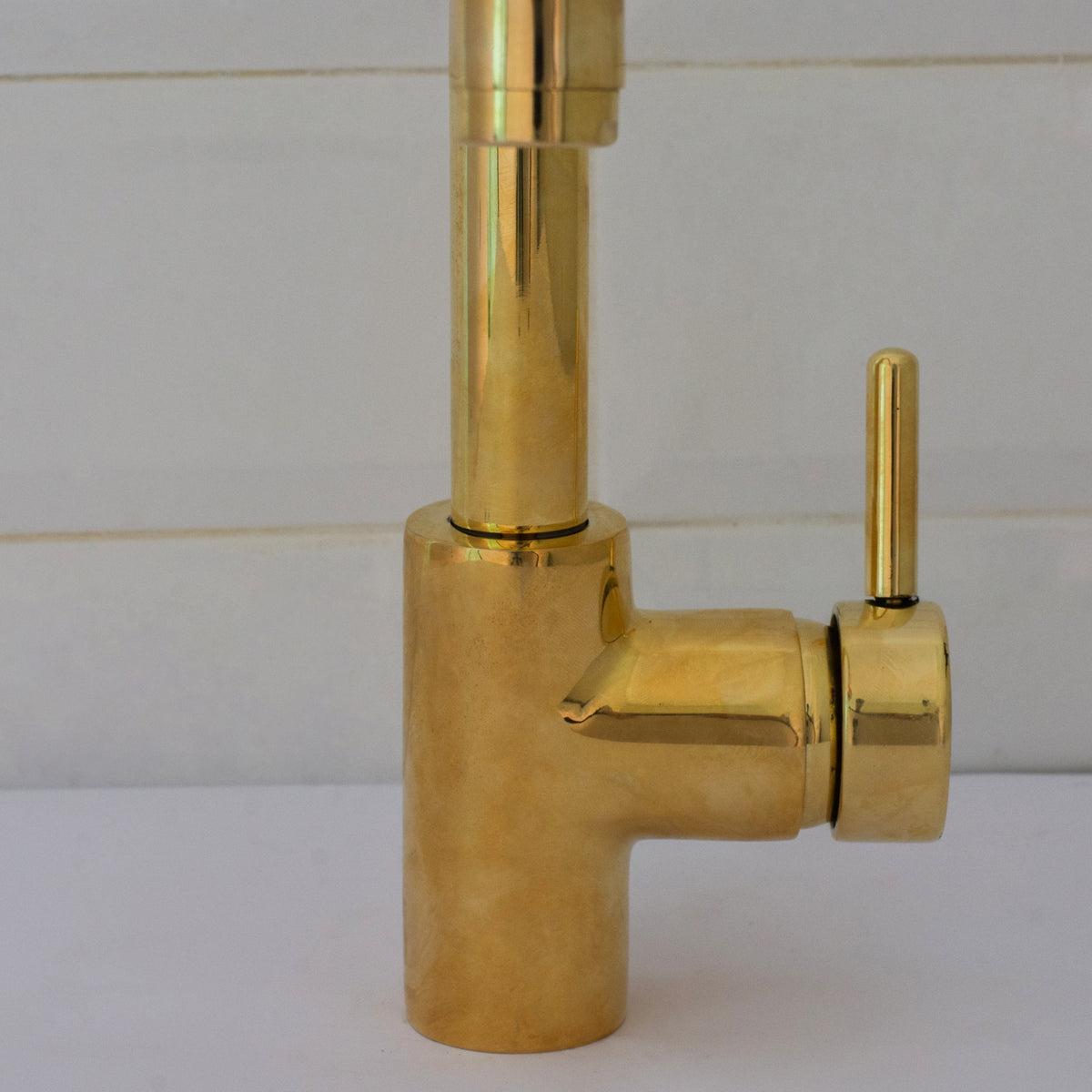 Unlacquered Brass Mixer Faucet, Single Hole Faucet Lever Handle Tap, Compact Faucet For Bathroom, Brass Short Faucet