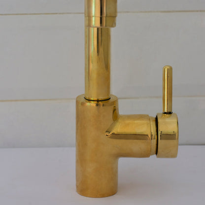 Unlacquered Brass Mixer Faucet, Single Hole Faucet Lever Handle Tap, Compact Faucet For Bathroom, Brass Short Faucet