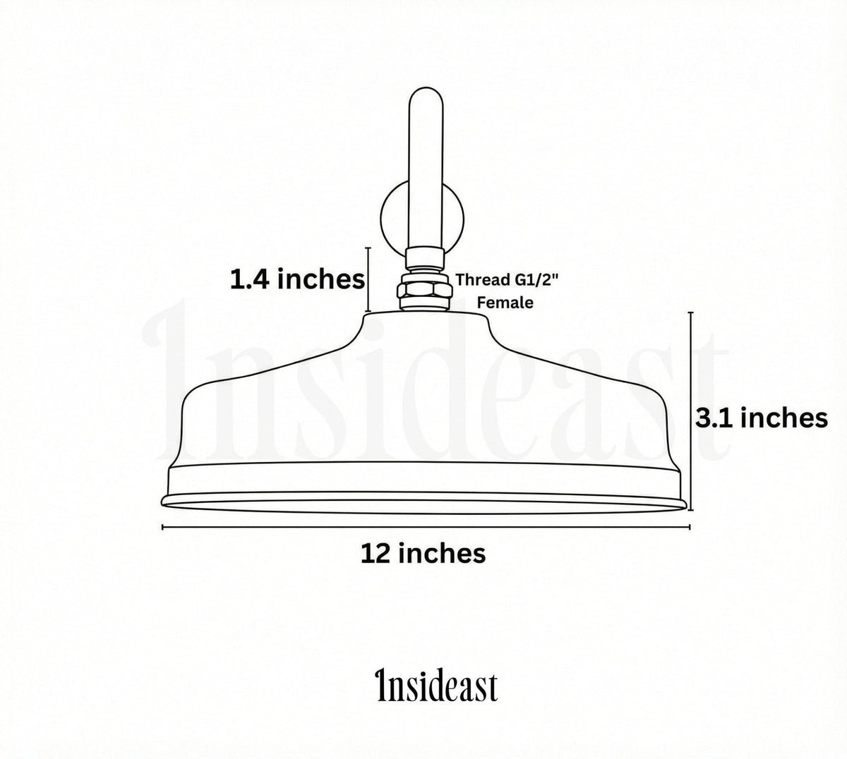 Unlacquered Brass Rain Shower Head | 12" Round
