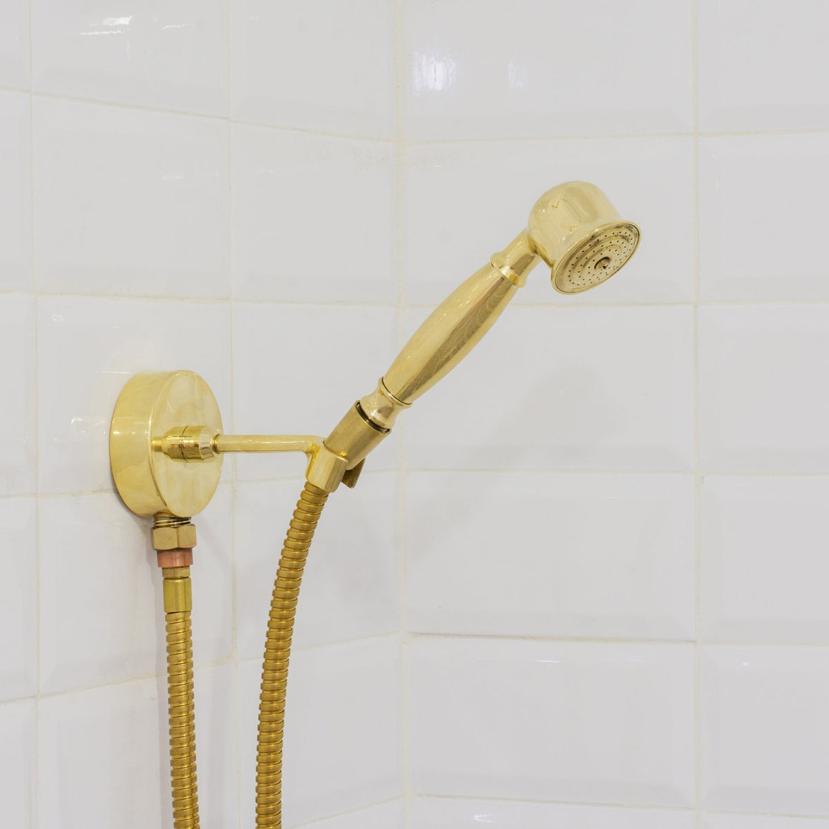 Unlacquered Brass Shower System – Built-In Showerhead with Handheld – Concealed Wall Shower Set