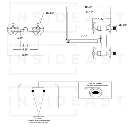 Unlacquered Brass Wall Faucet | Wall-Mounted Bridge Faucet