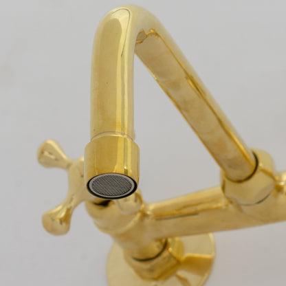 Unlacquered Brass Wall Faucet | Wall-Mounted Bridge Faucet