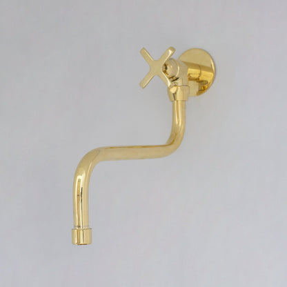 Unlacquered Brass Wall Mount Stove Faucet, Brass Pot Filler Faucet With Swiveling Neck