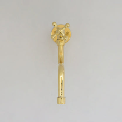 Unlacquered Brass Wall Mount Stove Faucet, Brass Pot Filler Faucet With Swiveling Neck