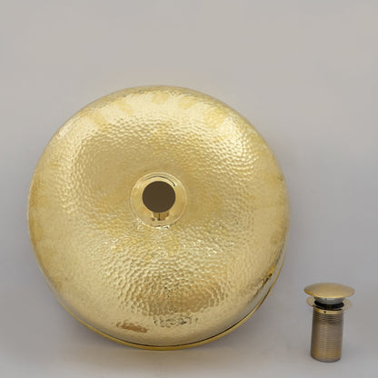 Unlacquered Hammered Brass Countertop Washbasin, Solid Brass Bathroom Vessel Sink