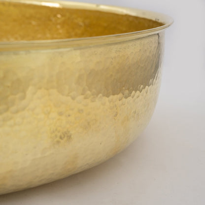 Unlacquered Hammered Brass Countertop Washbasin, Solid Brass Bathroom Vessel Sink
