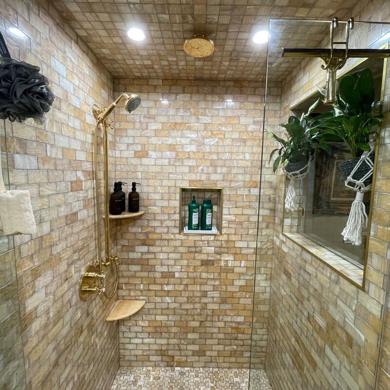 Unlacquered Solid Brass Rain Shower Head, Round Handcrafted Vintage Showerhead