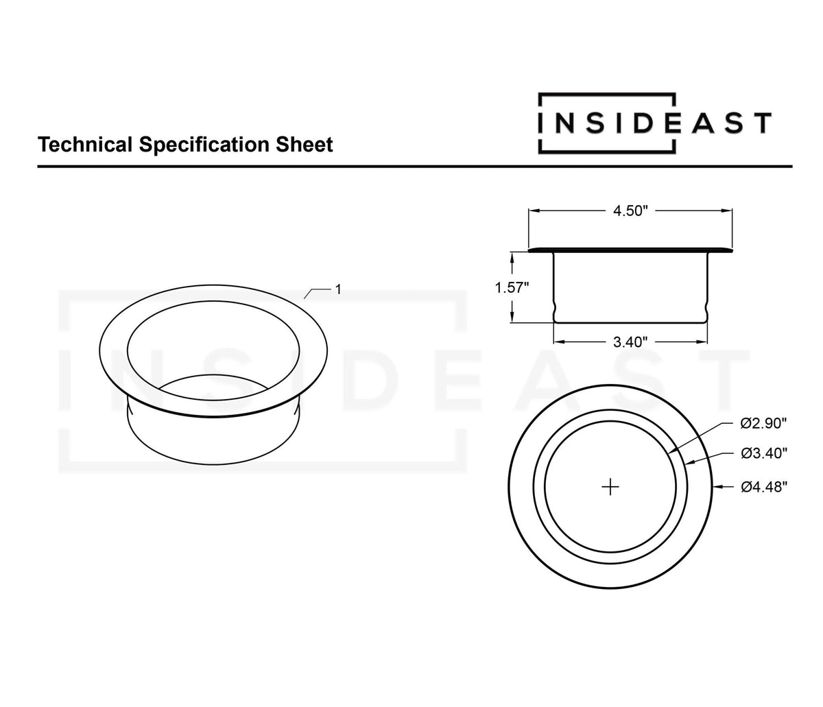 Unlacquered Solid Copper Garbage Disposal Flange