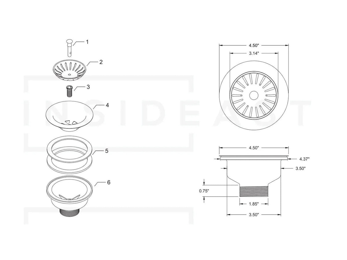 Unlacquered Brass Kitchen Strainer Basket, Kitchen Sink Drain, Drain Stopper Plug, Basket Strainer
