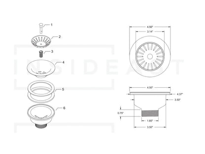 Unlacquered Brass Kitchen Strainer Basket, Kitchen Sink Drain, Drain Stopper Plug, Basket Strainer