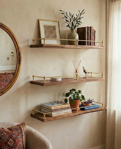 Solid Brass Gallery Rail for Kitchen Shelves & Mantels