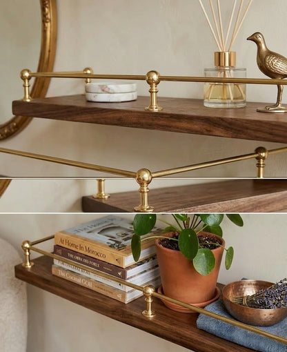 Solid Brass Gallery Rail for Kitchen Shelves & Mantels