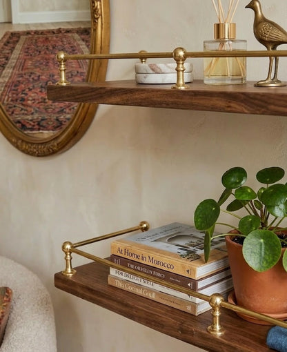Solid Brass Gallery Rail for Kitchen Shelves & Mantels