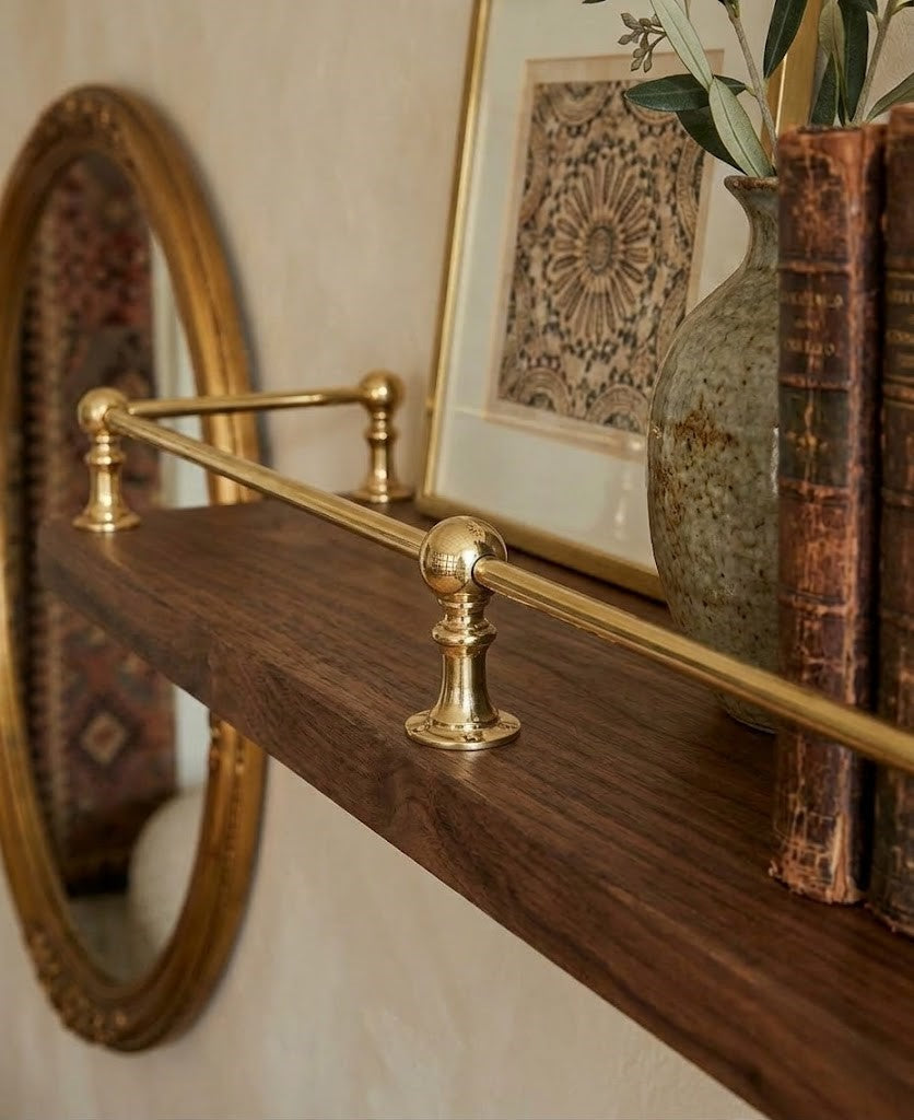Solid Brass Gallery Rail for Kitchen Shelves & Mantels