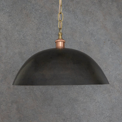 Vintage Oiled Brass Dome Pendant – Hand-Hammered Brass Interior Hanging Light