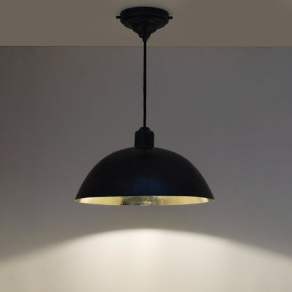 Vintage Solid Brass Pendant Light, Dome Ceiling Light, Oiled Finish