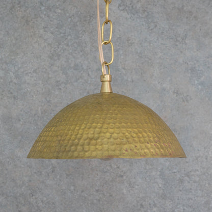 Weathered Antique Brass Dome Pendant - Hammered Moroccan Brass Light