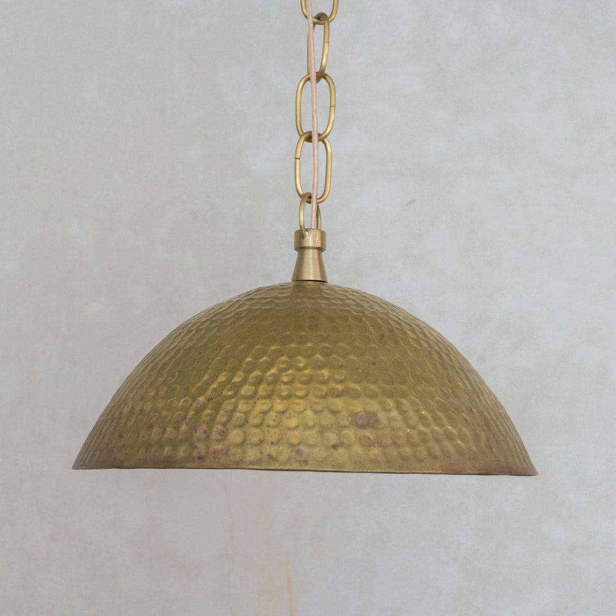 Weathered Antique Brass Dome Pendant - Hammered Moroccan Brass Light