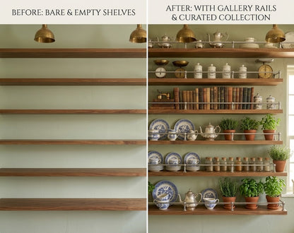 Solid Brass Gallery Rail in Polished Chrome Finish – Shelf Railing for Kitchen & Bath