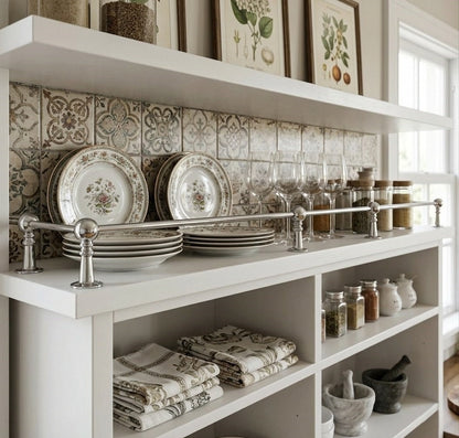 Solid Brass Gallery Rail in Polished Chrome Finish – Shelf Railing for Kitchen & Bath